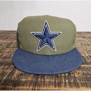 Dallas Cowboys Hat Fitted 7 1/4 Green Blue Salute To Service NFL Cap